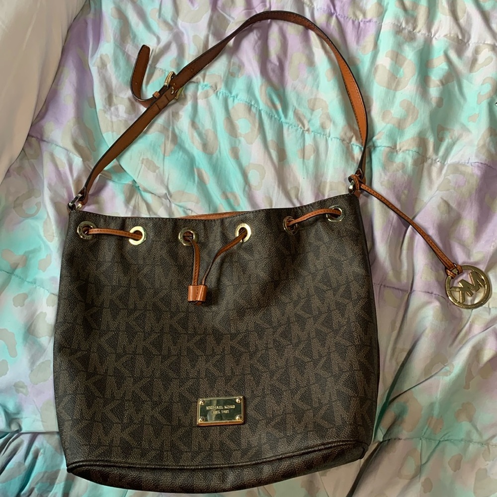 Michael Kors Brown Monogram Bucket Bag
